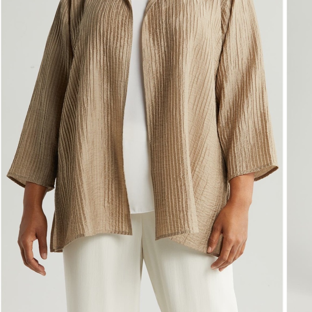 EUC Eileen Fisher Tan open front jacket